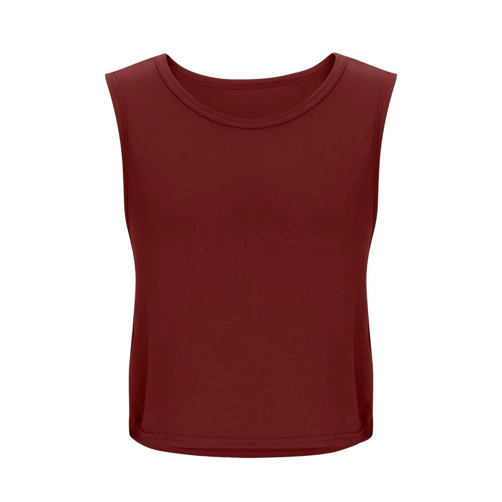 Women Sleeveless Yoga Tops Athletic Vest Breathable Blouse Cover Up Gym Workout Cool T-Shirt Running Short Tank Crop Top