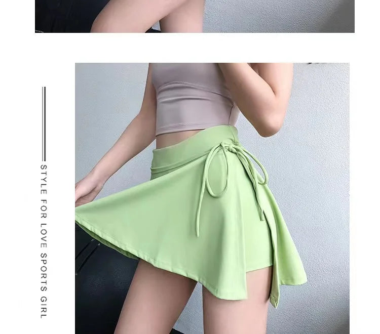 Sports Yoga Skirt Badminton Tennis Skirt Quick Dry Skirt Quick Drying Side Slit Strap Skirt Pants Outer Skirt Suit Clothing Pant