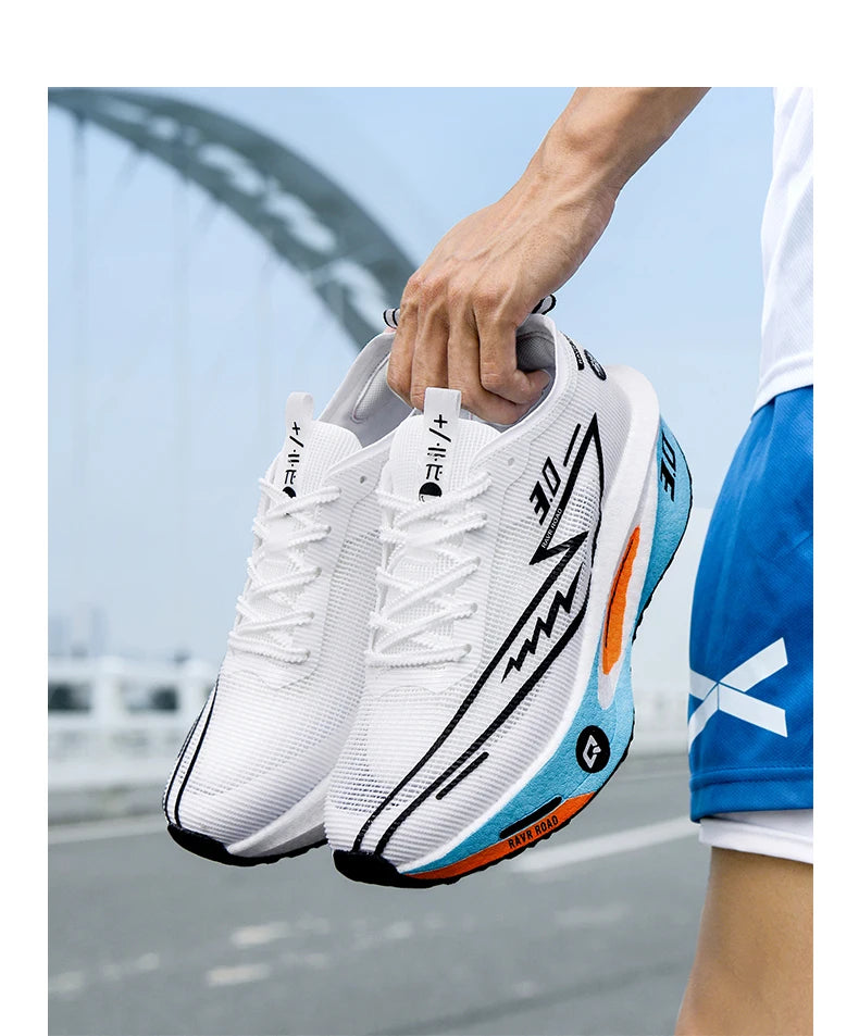 Women's Carbon Board Sneakers Anti-slip Cushioned Comfortable Racing Training Running Shoes Mesh Tennis Shoes Casual for Women