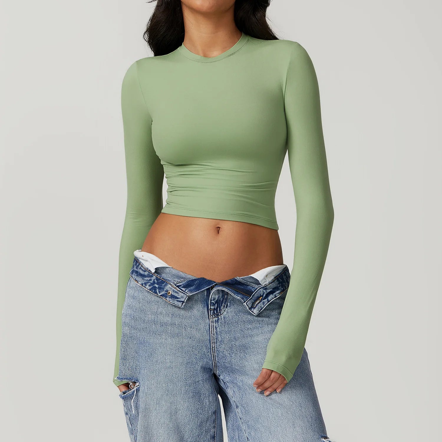 Yoga Shirts For Women Tops Fitness Running Long Sleeve Gym Clothes Push Up Workout Dry Fit Breathable High Elastic Sports Top