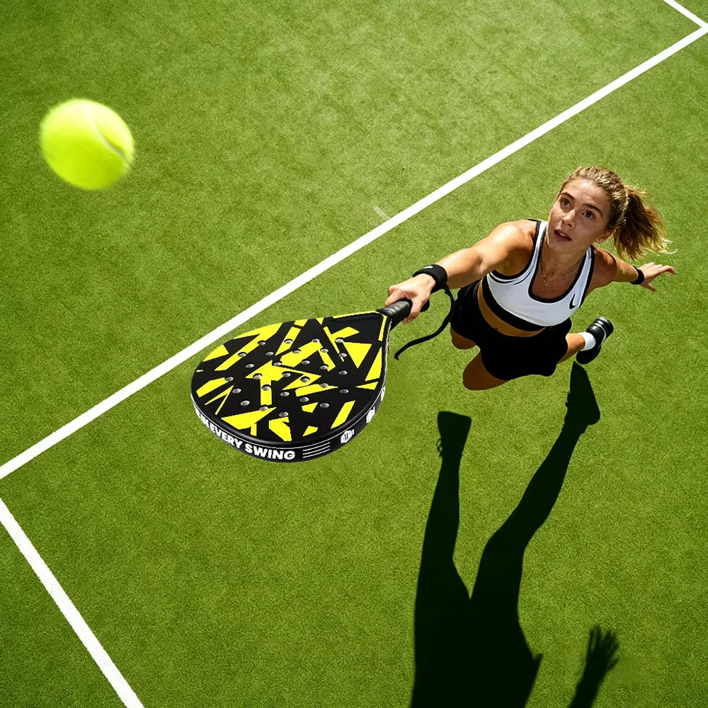 Padel Racket with Carbon Fiber Surface & EVA Memory Foam Core – Lightweight, Well-Balanced Padel for Beginners and Intermediate