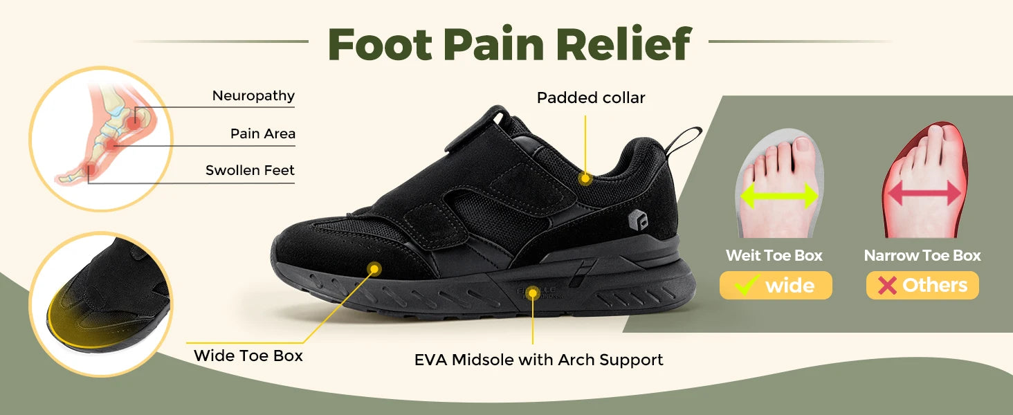 FitVille Diabetic Shoes For Women Wide Width Shoes With Strap Closure Slip-On Sneaker Lightweight Comfortable For Wide Feet
