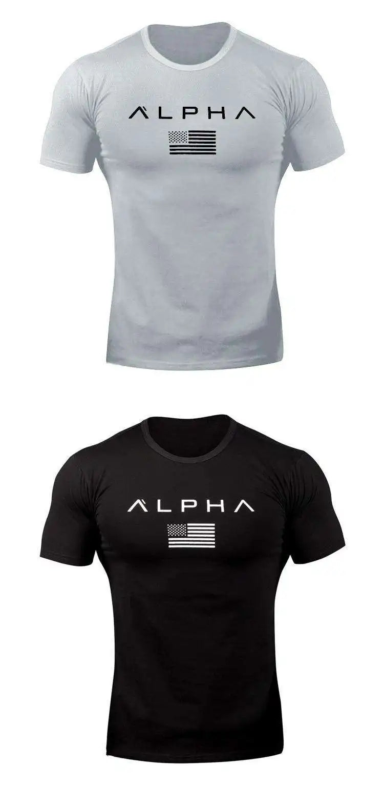 New Fitness Clothes Men's T-shirt Sports Outdoor Running Training Quick Dry round Neck Short Sleeve Youth Popular Geometric P...