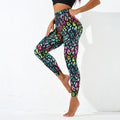 Naked yoga pants for women, no embarrassment line, high waist, hip lift, tie-dye yoga fitness nine-point pants