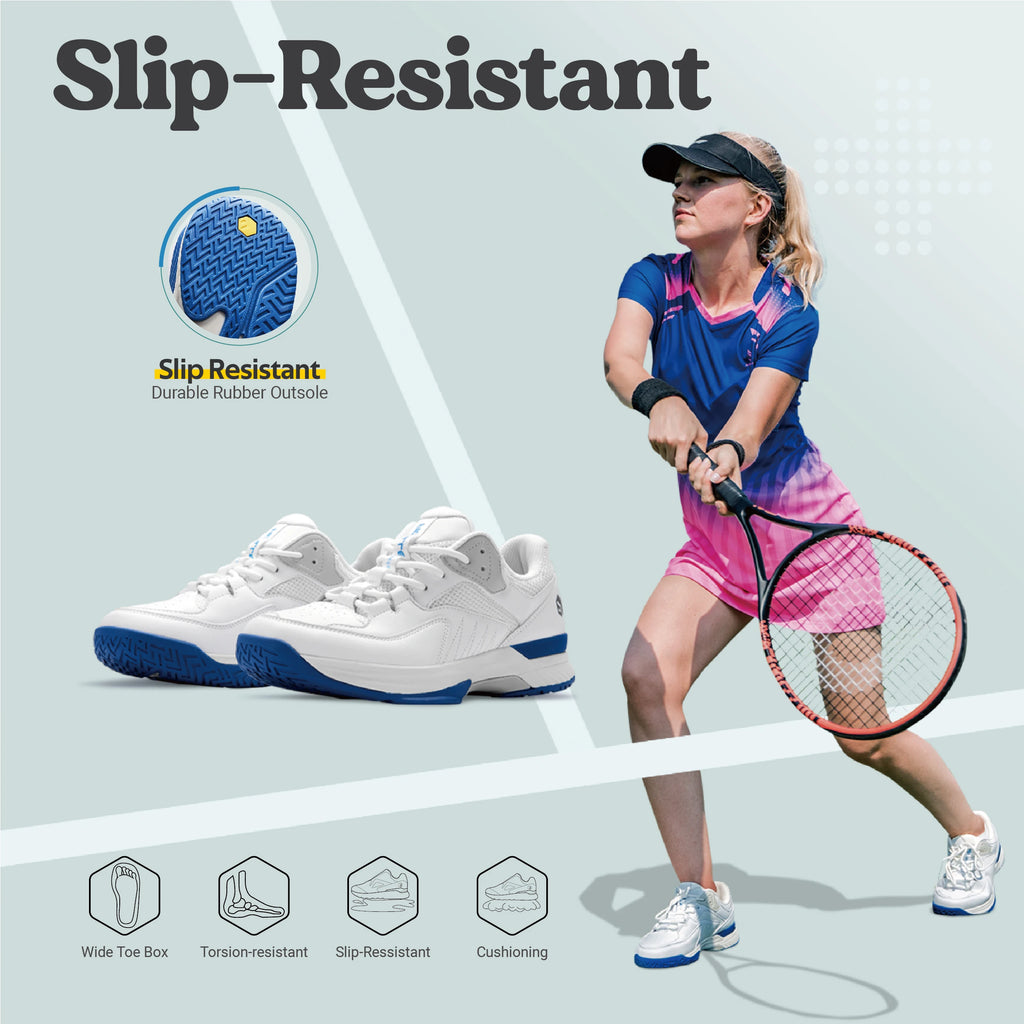 FitVille Mens Tennis Shoes Professional Training Sneakers Wear Resistant Anti-Slip Sweat Absorbent for Swollen Feet Arch Support