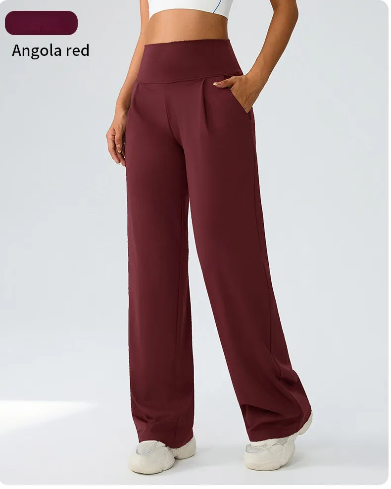 Yoga wide leg pants for women high waisted loose straight leg pants casual sports yoga pants women's outerwear