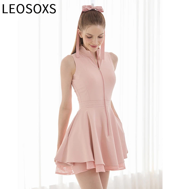 Polo Shirt Tennis Dress Chest Pads Shorts Soft High Stretchy Fitness Skorts Tummy Control Yoga Skirts Gym Clothing Activewear