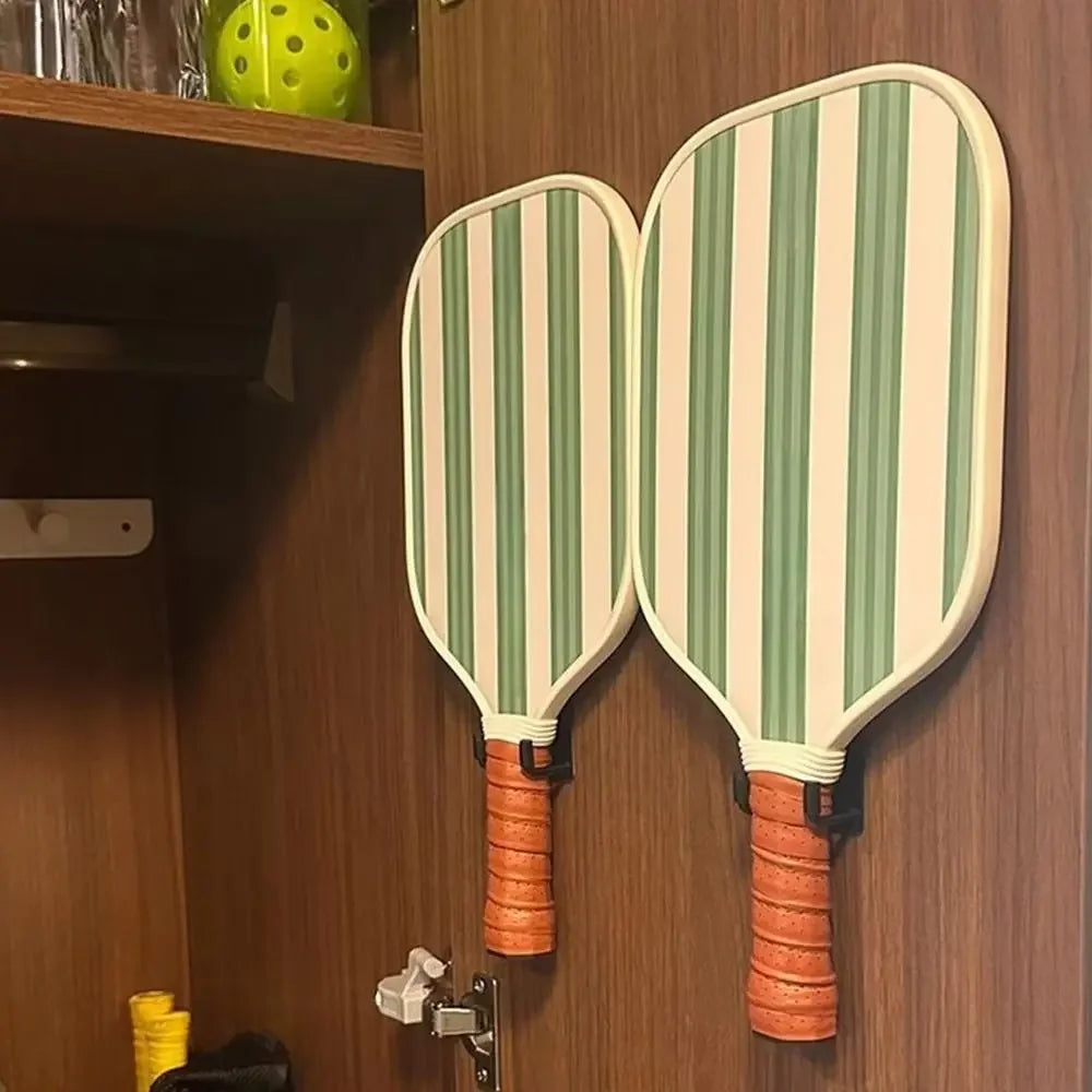 2Pcs Wall Mounted Pickleball Paddle Wall Rack Self-adhesive Punch-Free Pickleball Rackets Holder Aluminum Alloy Stable