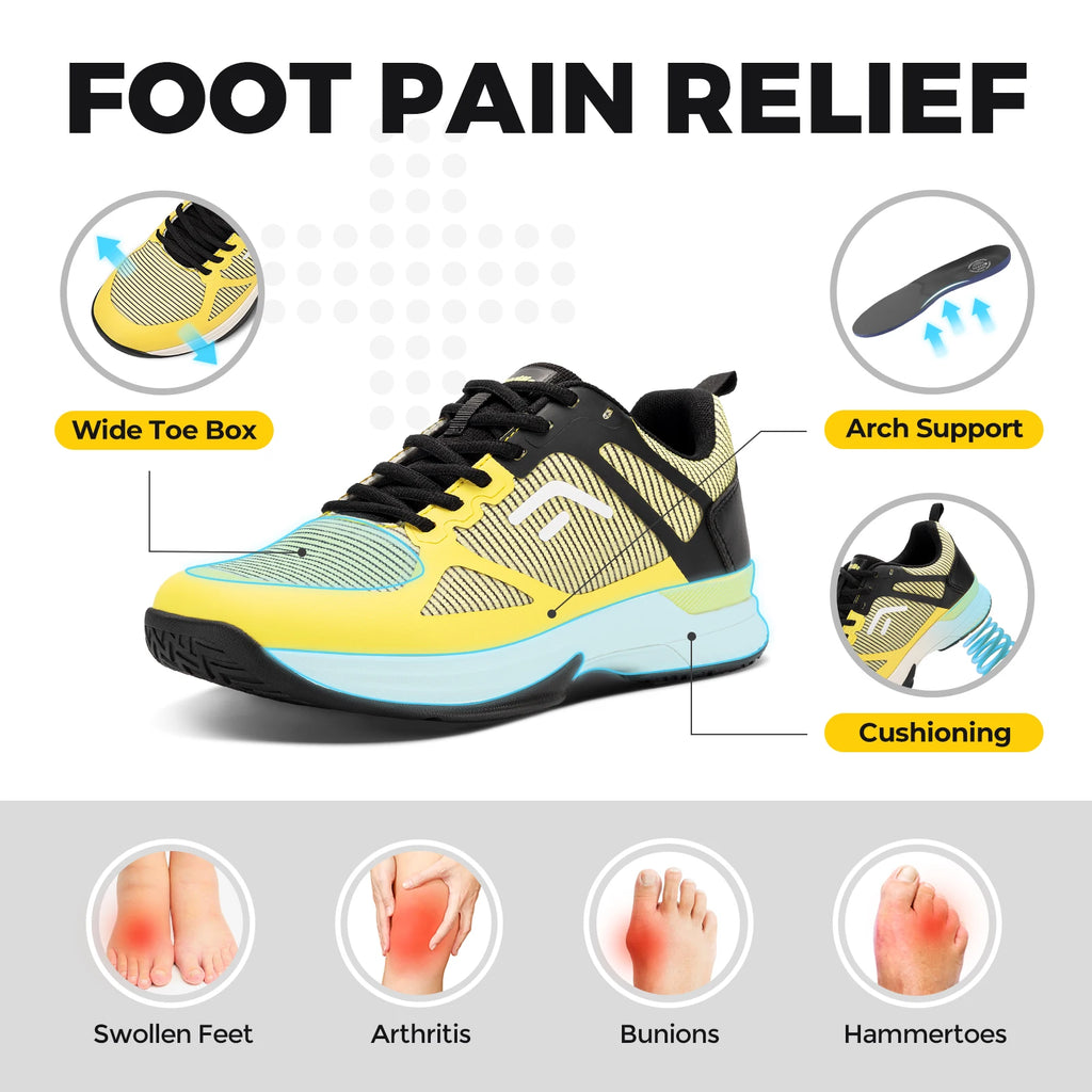 FitVille Men's Wide Pickleball Shoes Tennis Shoes Full Court Tennis Sneakers with Arch Support Lightweight Non-slip Sports Shoe
