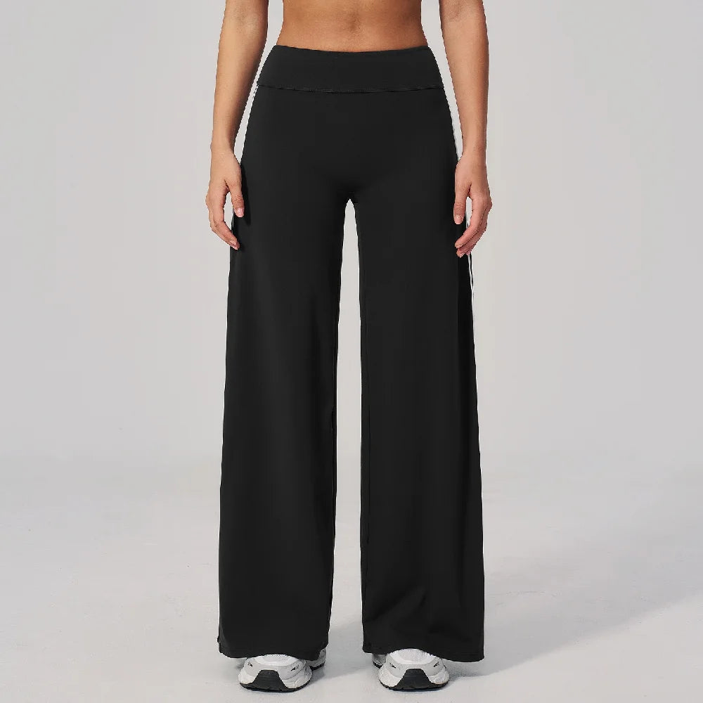 Yoga Pants Women High Waist Wide Leg Trousers Tummy Control Straight Workout Sports Pants Female Casual Fitness Bell-bottoms