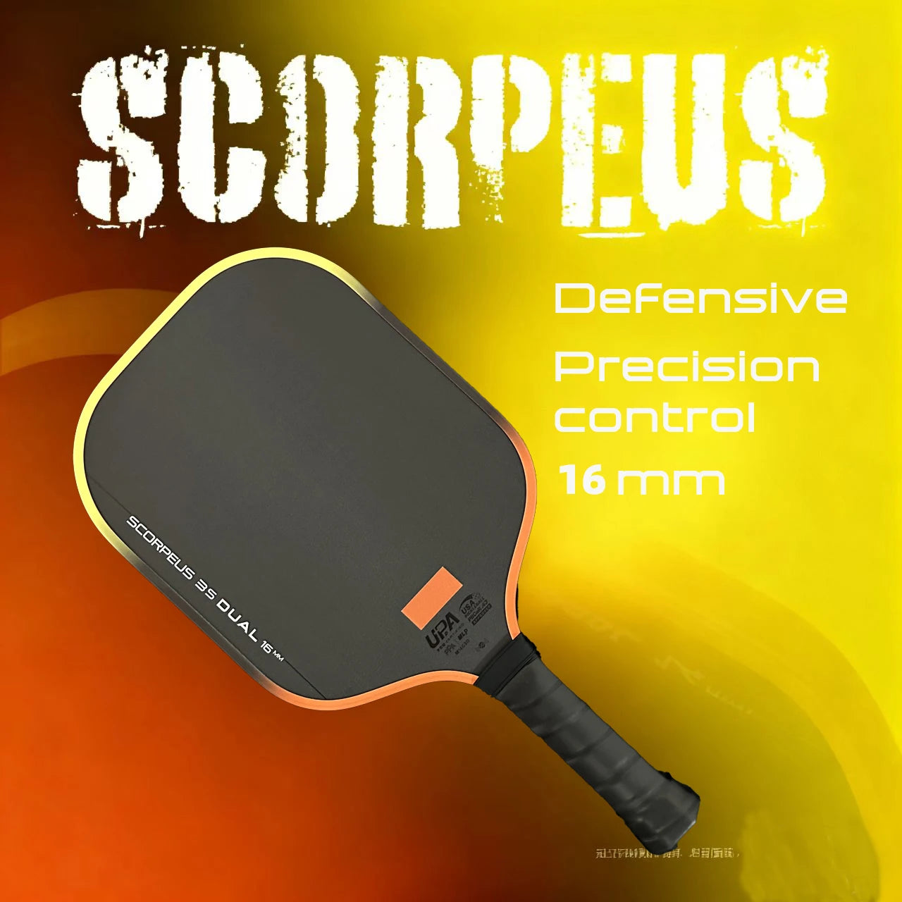 Scorpeus 3S DUAL Professional Pickleball Paddle with Original Carbon Fiber Surface Wide Body Design Limited Color T700 Matte Fin