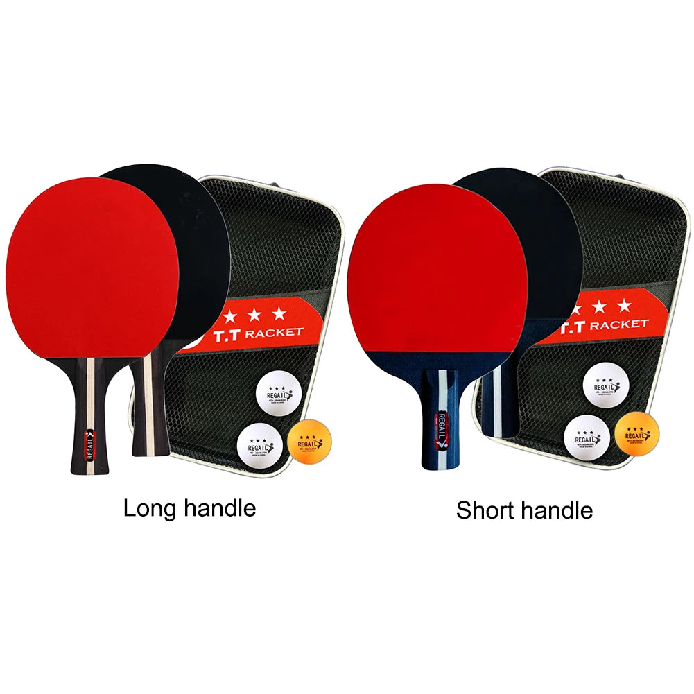 Table Tennis Racket 2 Rackets & 3 Balls Ping Pong Paddles Set Professional 2 Player Ping Pong Set with Bag for Tournament Play