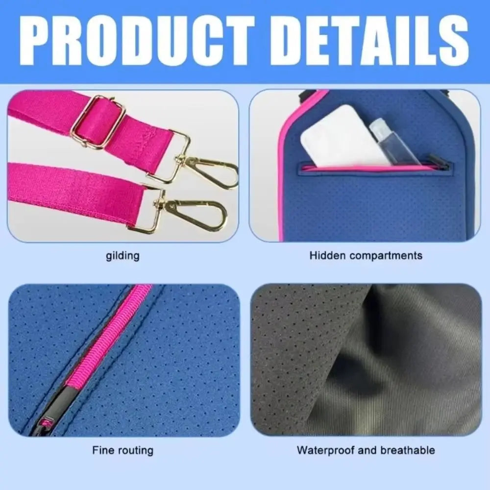 Large Capacity Pickleball Crossbody Bag Zipper Closure Waterproof Pickleball Paddle Cover Professional Adjustable Strap