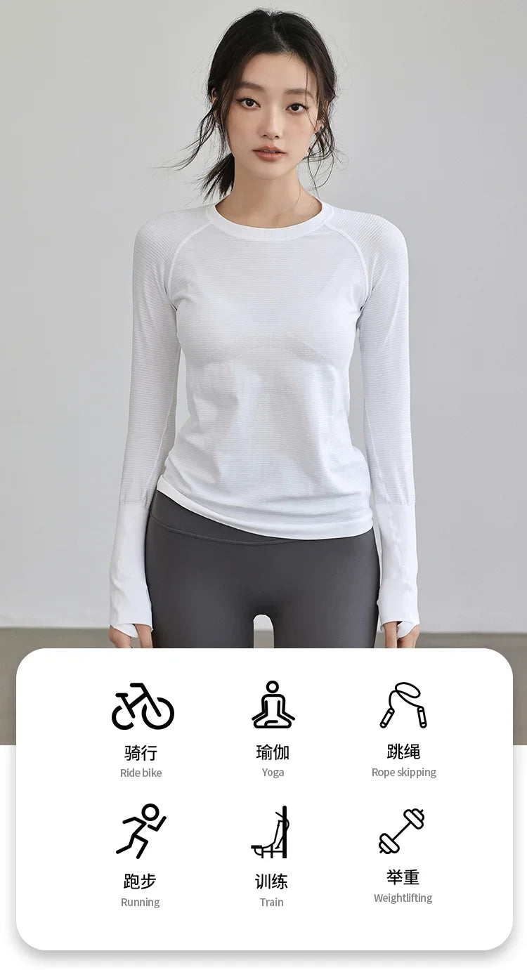 Ultra-Lightweight Seamless Yoga Top with Thumb Holes - Quick-Dry, Moisture-Wicking, No Chafing, Ideal for Any Workout!