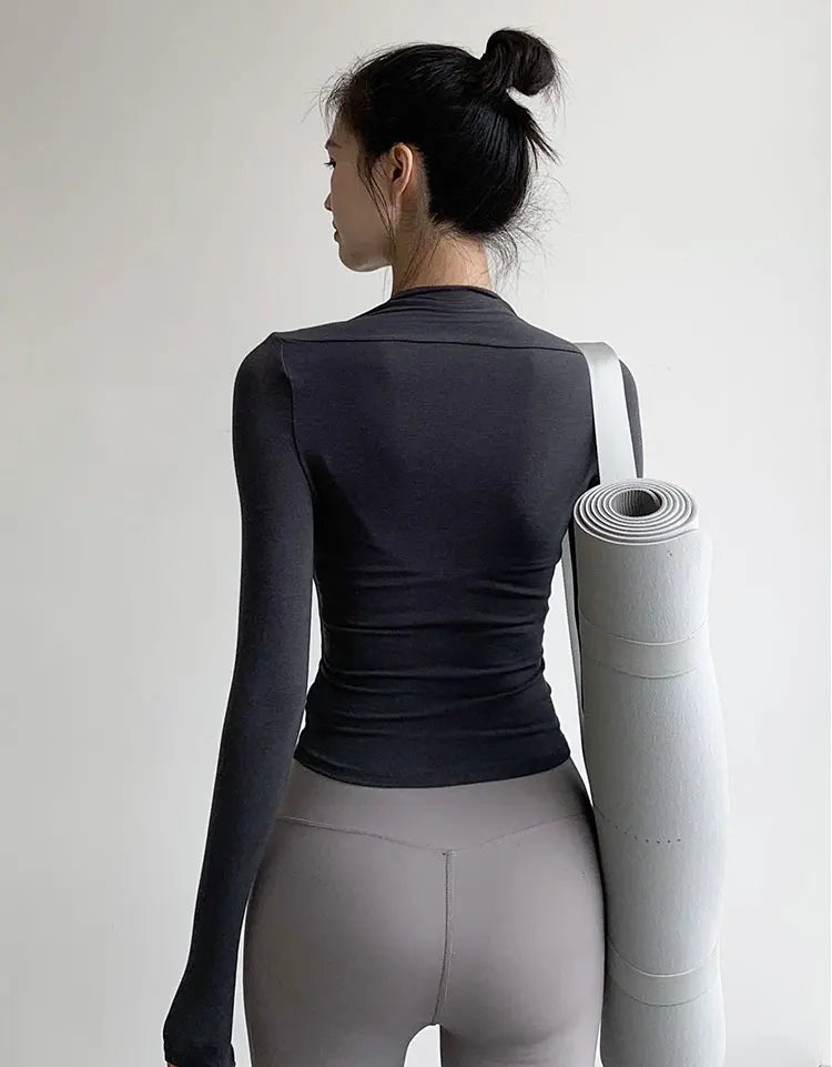 Women's Casual Sports Yoga Top Running Fitness Pilates Professional Training Clothes Quick Dry Breathable Long Sleeve T-Shirt
