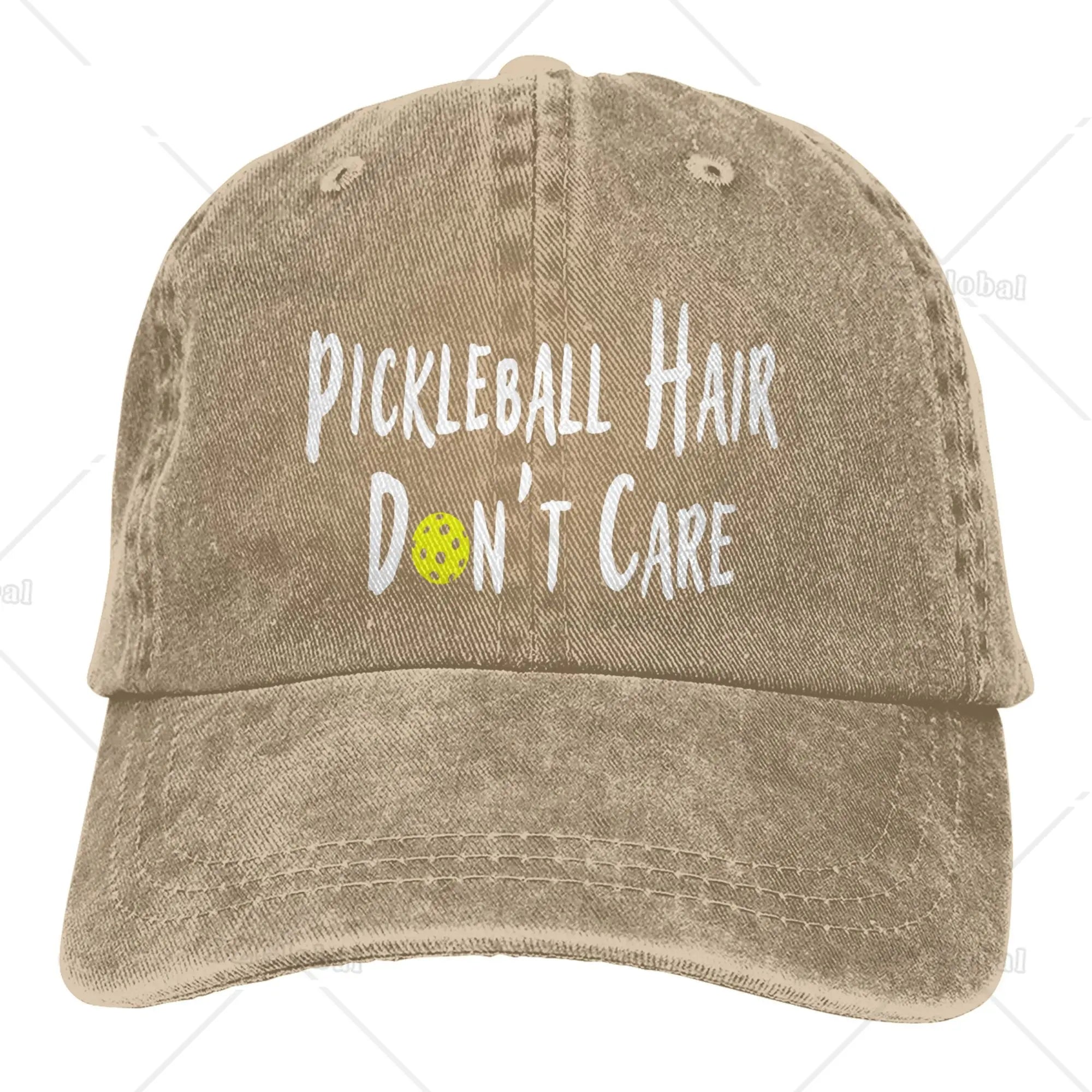 Pickleball Hair Don't Care Print Baseball Cap Gifts for Men Women Adjustable Pickle Ball Hat Unisex Snapback Hats