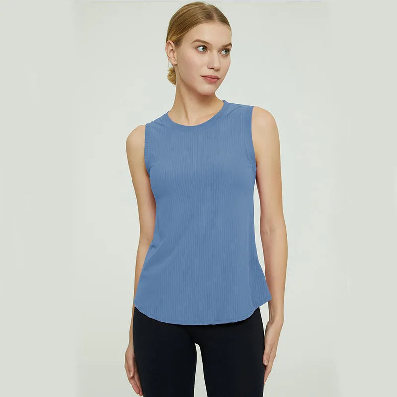 Yoga Tops Women Gym Training Sport Tops Quick-Dry Yoga Shirts Sleeveless Outdoor Running Fitness Casual Sports T-shirt