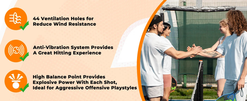 INSUM Padel Racket Lightweight Padel Tennis Racquets With Diamond Shape & Anti-Vibration System Suitable For Beginner To Advance
