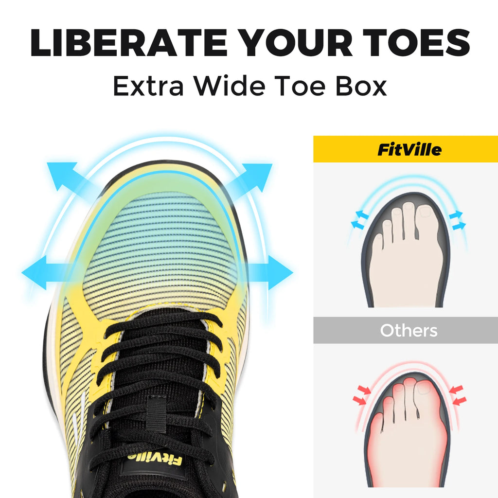 FitVille Men's Wide Pickleball Shoes Tennis Shoes Full Court Tennis Sneakers with Arch Support Lightweight Non-slip Sports Shoe