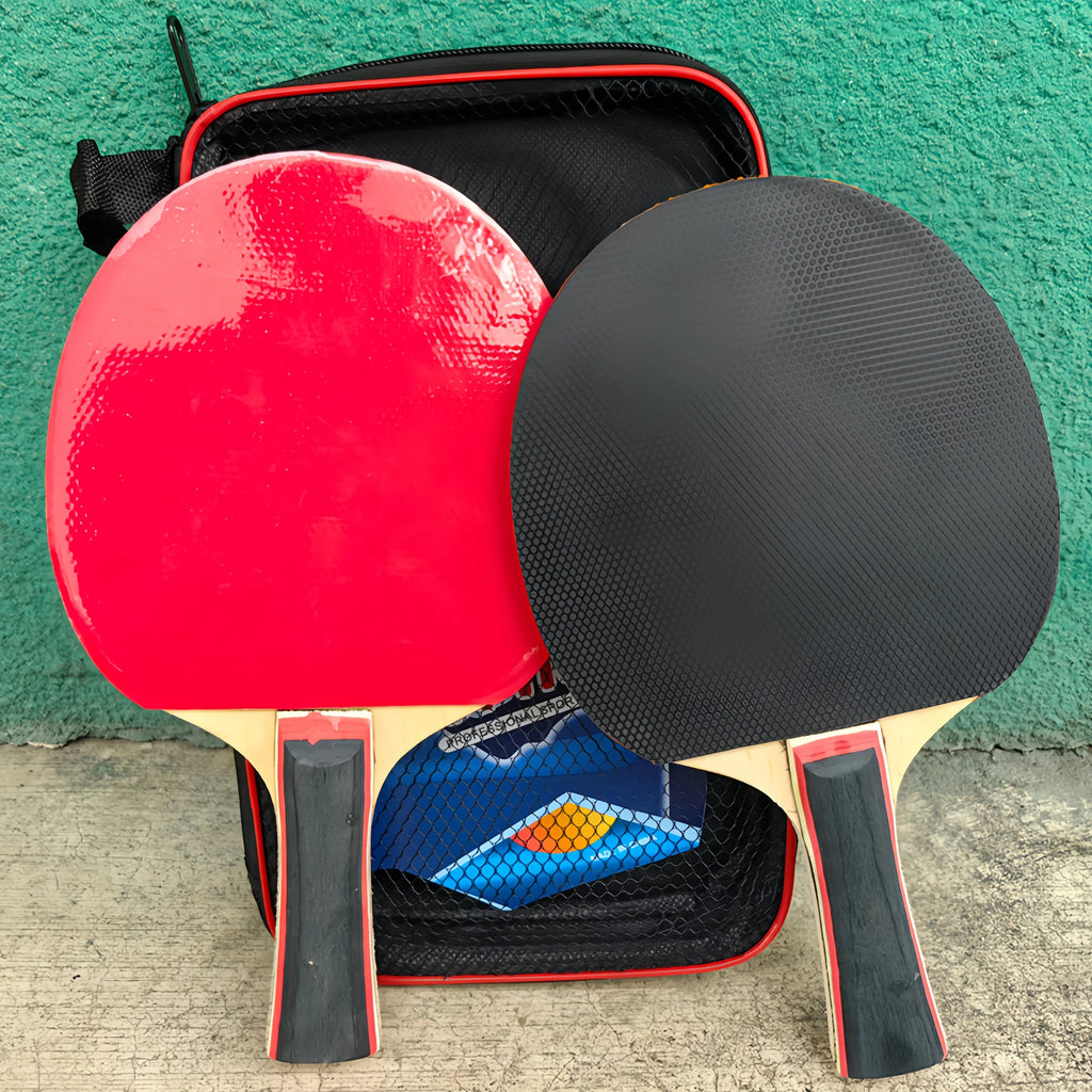 1 Set (2 Table Tennis Racket + Storage Bag) Double-Sided Anti-Adhesive Competition Training Horizontal Straight Racket Table Tennis Racket Professional Grade High Elastic Racket Horizontal and Cut Beginners Single and Double
