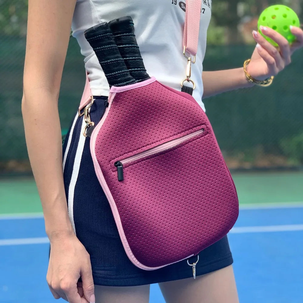 Large Capacity Pickleball Crossbody Bag Zipper Closure Waterproof Pickleball Paddle Cover Professional Adjustable Strap