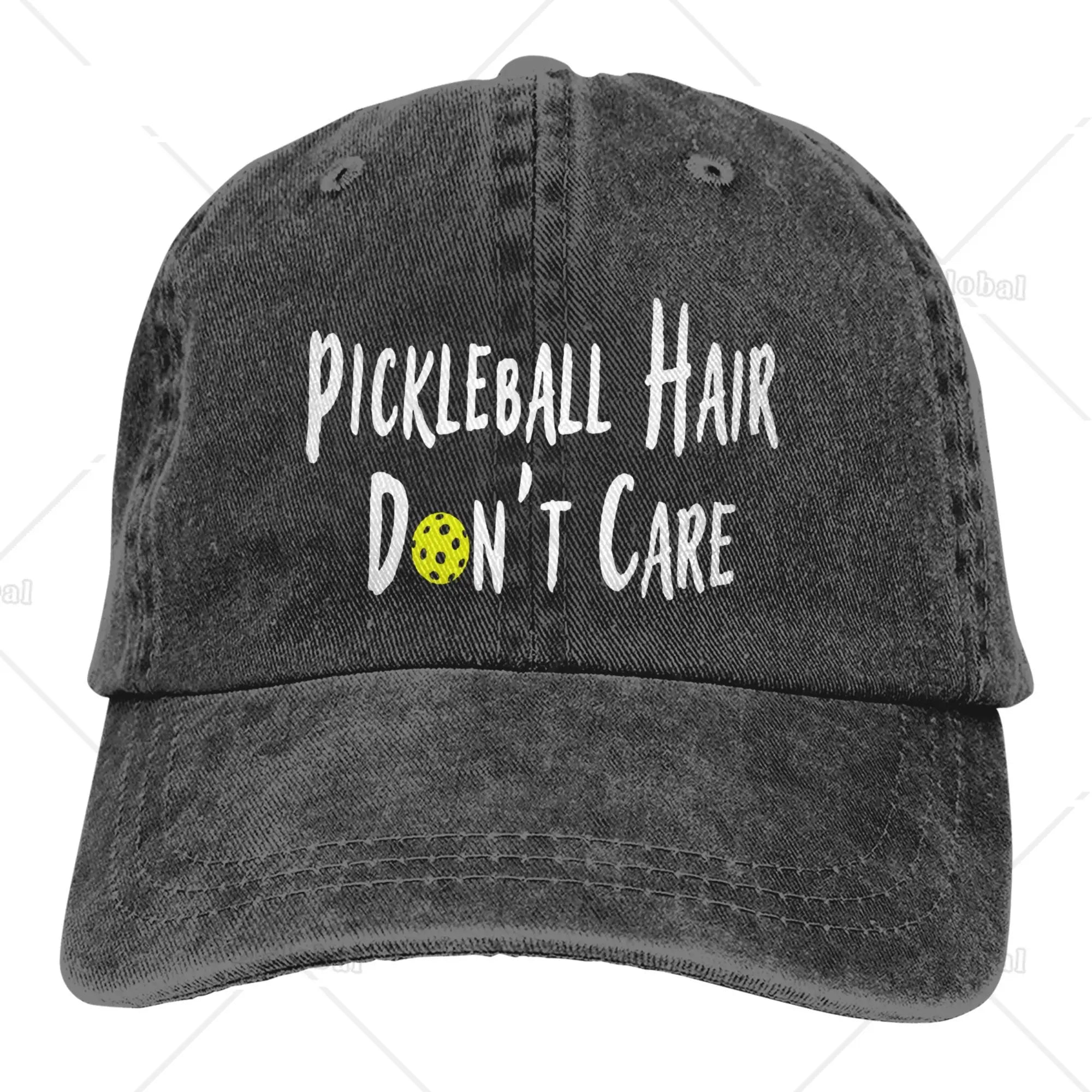 Pickleball Hair Don't Care Print Baseball Cap Gifts for Men Women Adjustable Pickle Ball Hat Unisex Snapback Hats