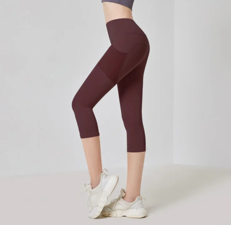 Yoga Pants Pockets Hip-lifting Bottoming Quick-drying Yoga Clothes Breathable Stretch Mesh Side Pockets Running Fitness Pants