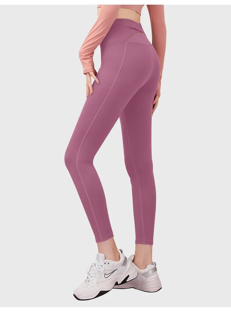 Yoga Pants For Women Elastic High Waist Cross Back Seamless Leggings Hip Lift Gym Tight Sportswear Fitness Sports Leggings