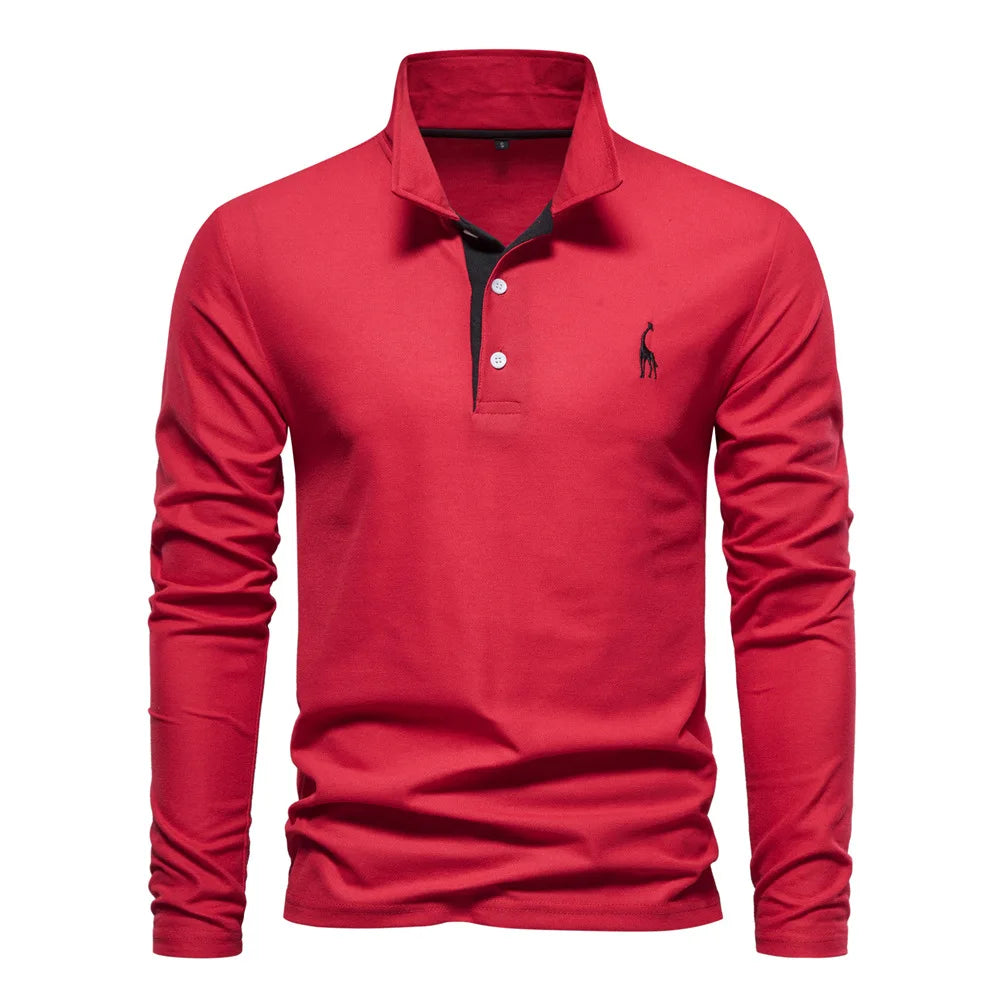 2026 New Polo T-shirts for Men High Grade Embroidery Solid Long Sleeve Golf Polo Shirts Spring Autumn Social Business Male Tops