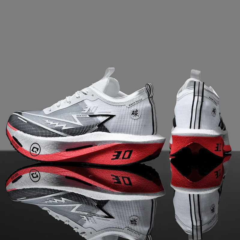 Women's Carbon Board Sneakers Anti-slip Cushioned Comfortable Racing Training Running Shoes Mesh Tennis Shoes Casual for Women