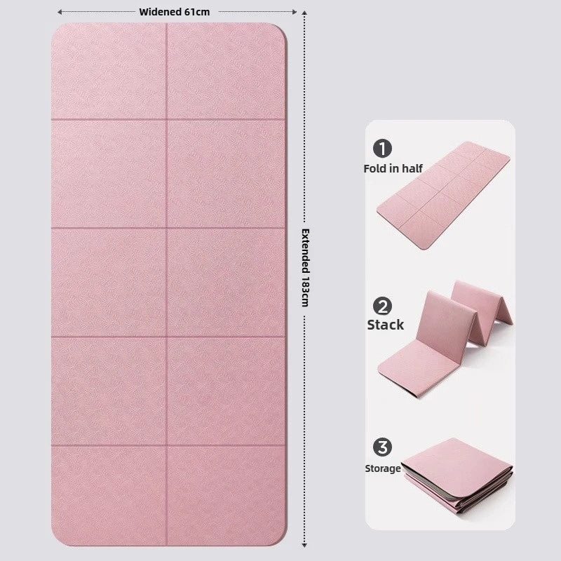 Eco-Friendly TPE Foldable Yoga Mat Double-Sided Non-Slip Travel Fitness Exercise Mat for Pilates and Floor Workouts