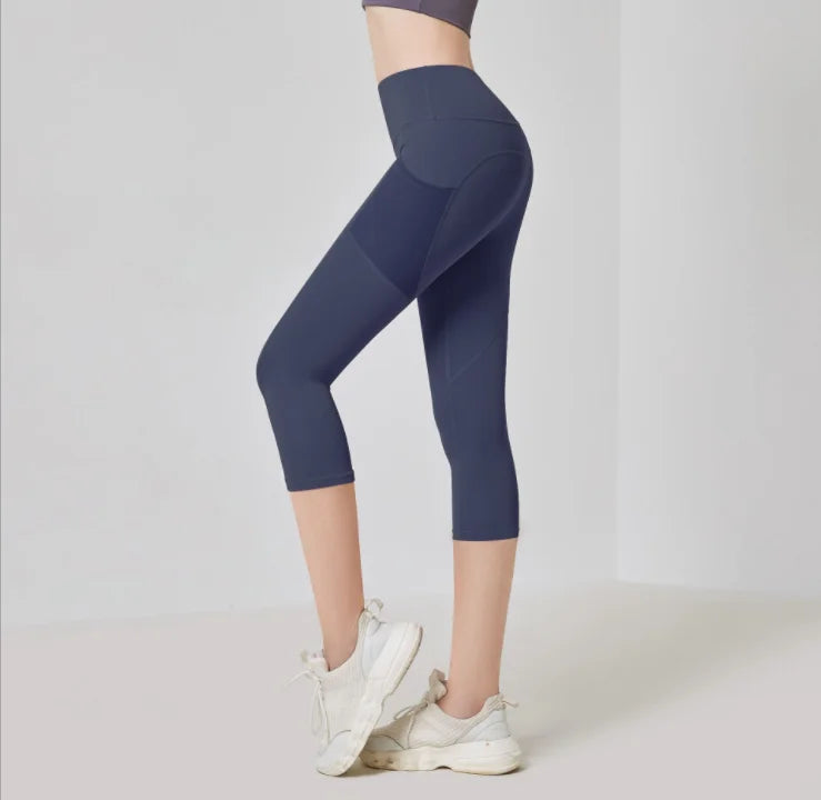 Yoga Pants Pockets Hip-lifting Bottoming Quick-drying Yoga Clothes Breathable Stretch Mesh Side Pockets Running Fitness Pants