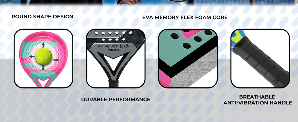INSUM Padel Racket Lightweight Padel Tennis Racquets With Diamond Shape & Anti-Vibration System Suitable For Beginner To Advance
