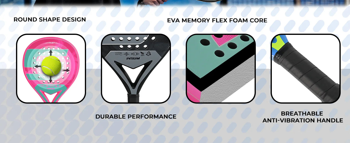 INSUM Padel Racket Lightweight Padel Tennis Racquets With Diamond Shape & Anti-Vibration System Suitable For Beginner To Advance
