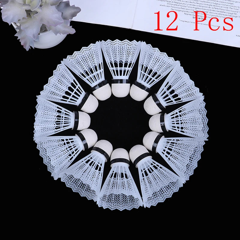 12 Pcs White Plastic Badminton Ball Shuttlecocks Sport Training Supplies
