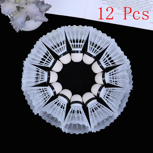 12 Pcs White Plastic Badminton Ball Shuttlecocks Sport Training Supplies