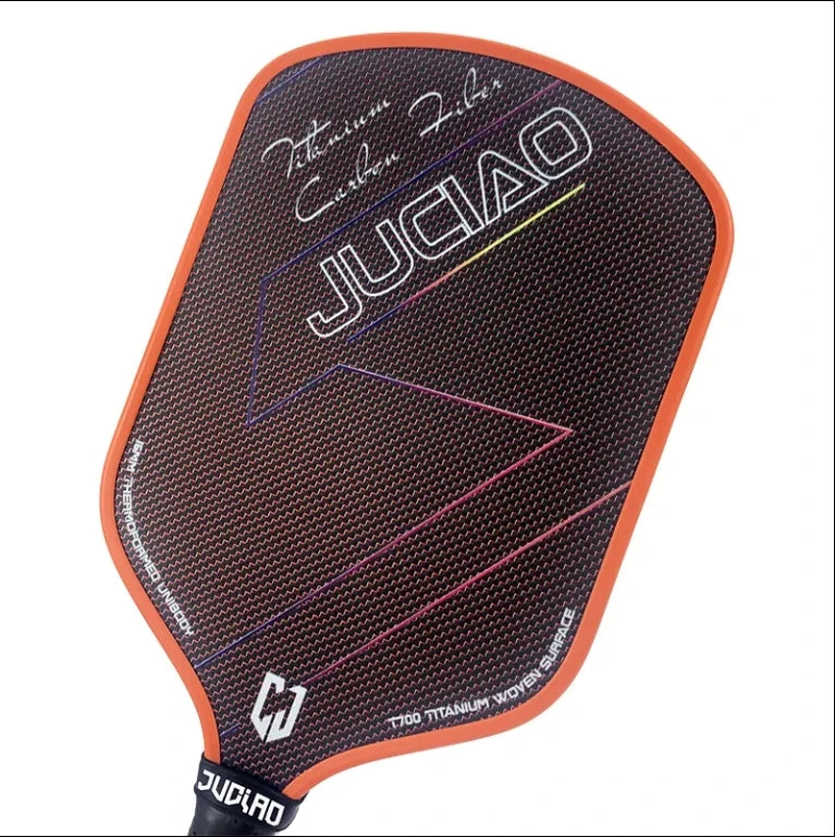 Carbon Fiber Orange Titanium Woven Surface Foam Build Edging Unibody Thermoformed Pickleball Paddle