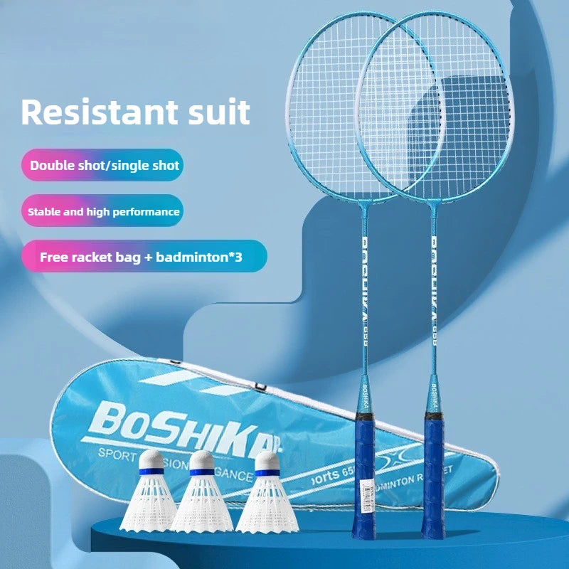 Sports Products Newest Designed Ferroalloy Frame Badminton Rackets A Pair Badminton Racquet with Premium Badminton Bag & 3 Balls