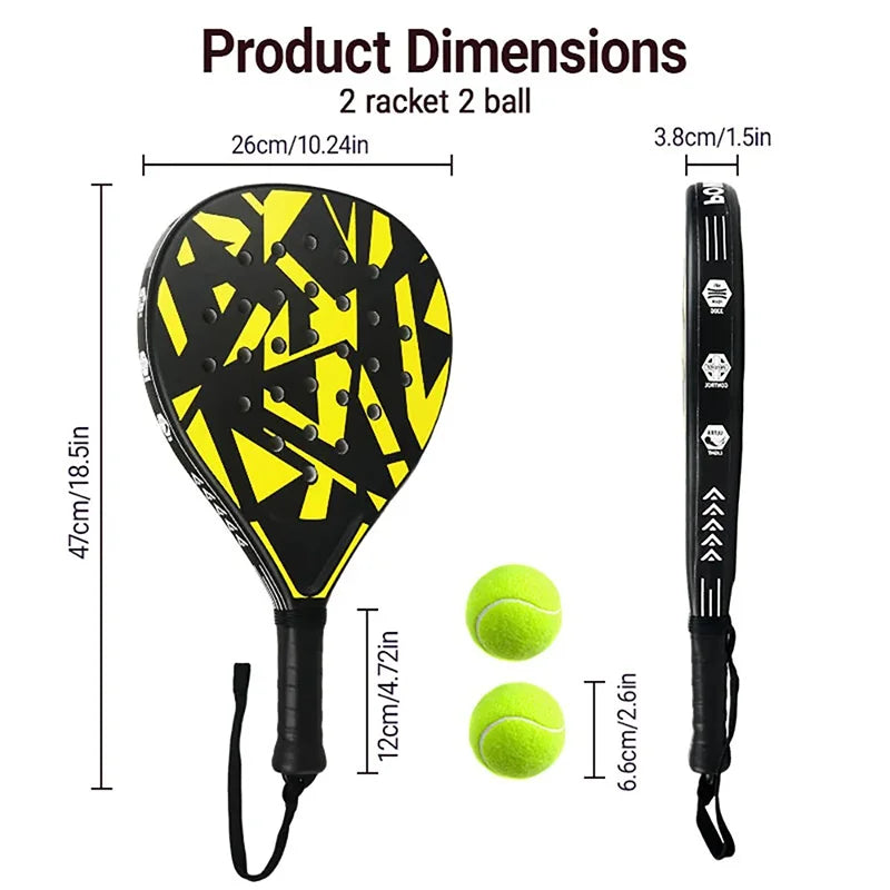 Padel Racket with Carbon Fiber Surface & EVA Memory Foam Core – Lightweight Well-Balanced Padel for Beginners and Intermediate