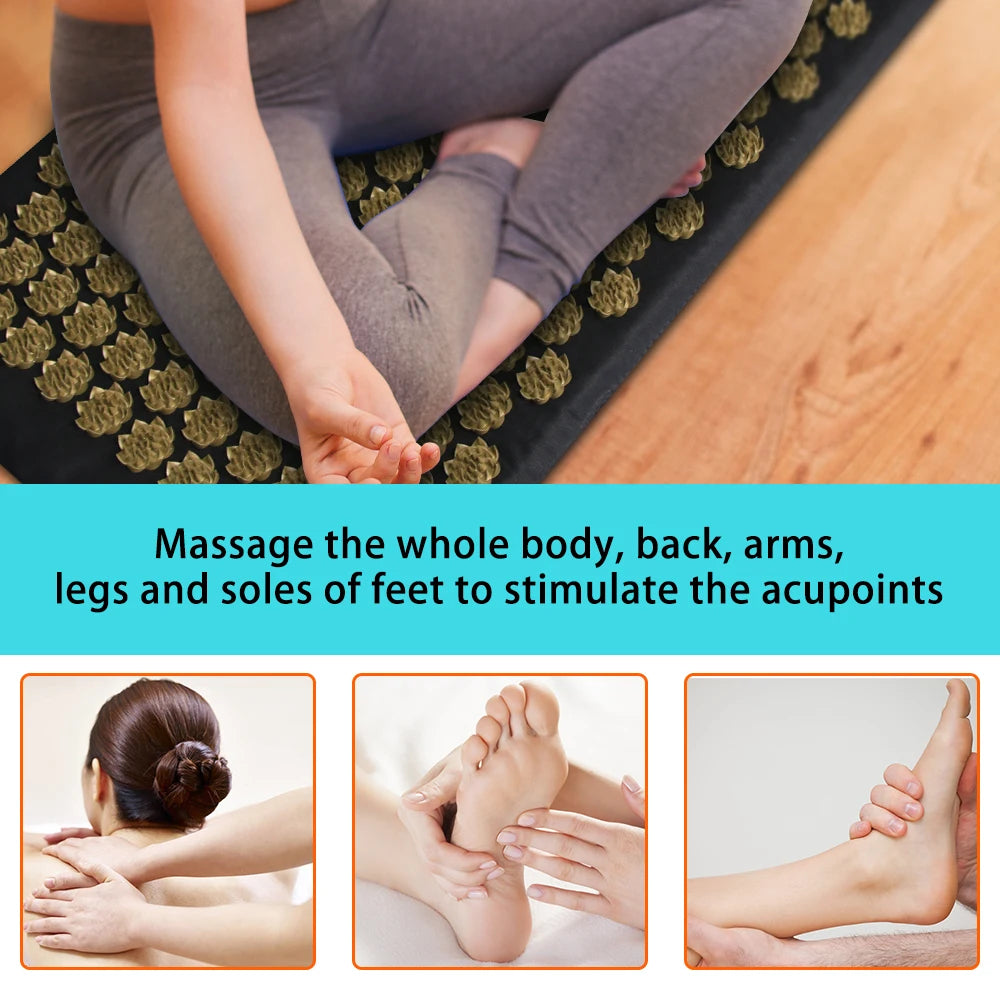Massage Cushion Yoga Acupressure Mat Acupuncture Massage Mat Relieve Stree Back Body Pain Spike Mat Foot Massager Shakti Mat