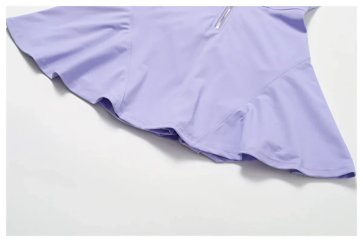 Women Tennis Dress with Short Zipper Anti emptied Stretchy Sports Skirt Wear for Fitness Gym Yoga Golf Badminton Clothing Set