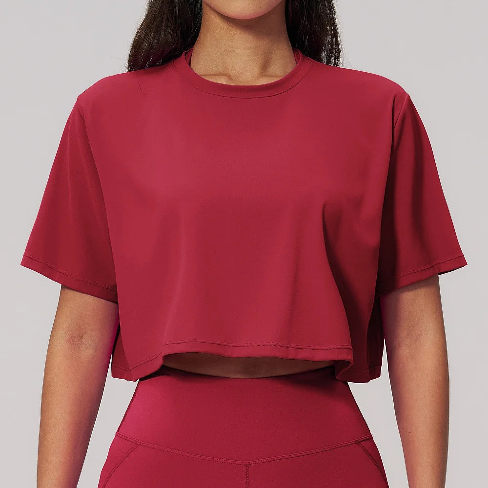 Yoga Tops Summer Sports Fitness Clothes Women's Short Sleeves Yoga Shirts Running Sports Gym Tops Loose Breathable Casual Tops