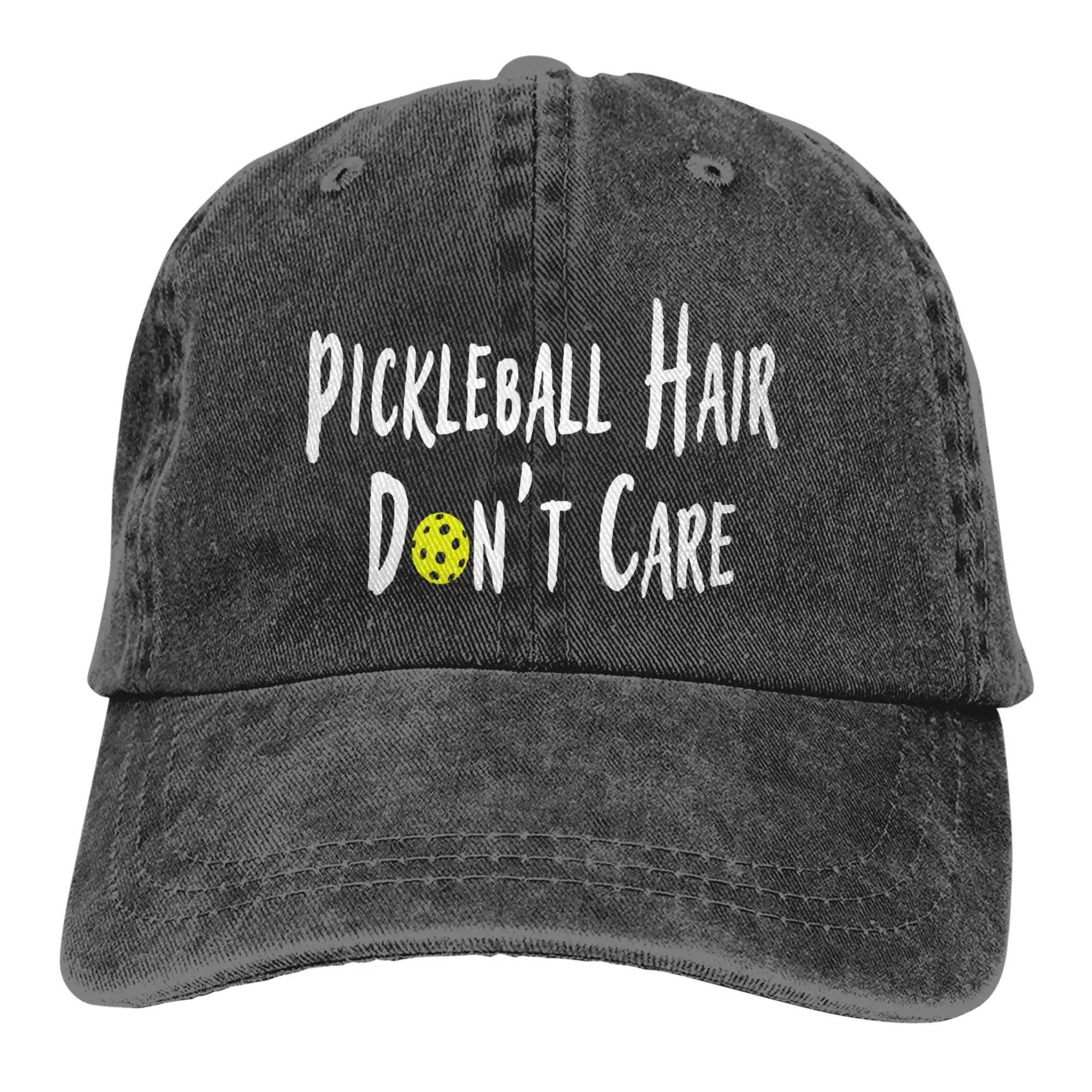 Pickleball Hair Don't Care Print Baseball Cap Gifts for Men Women Adjustable Pickle Ball Hat Unisex Snapback Hats