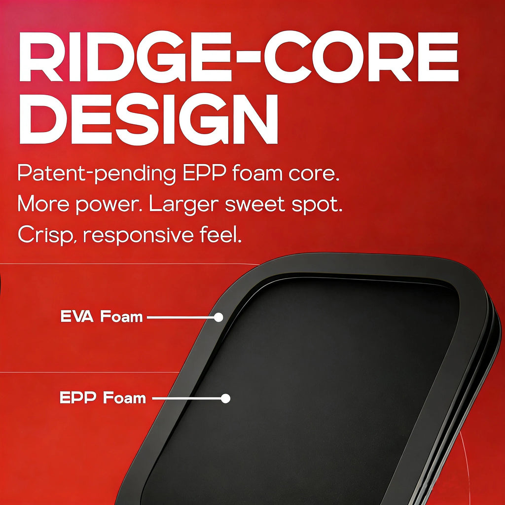 DUO-FOAM Pickleball Paddle Black Foam Core Increases Sweet Spot 3-Layer Carbon Fiber Rough Cloth pattern