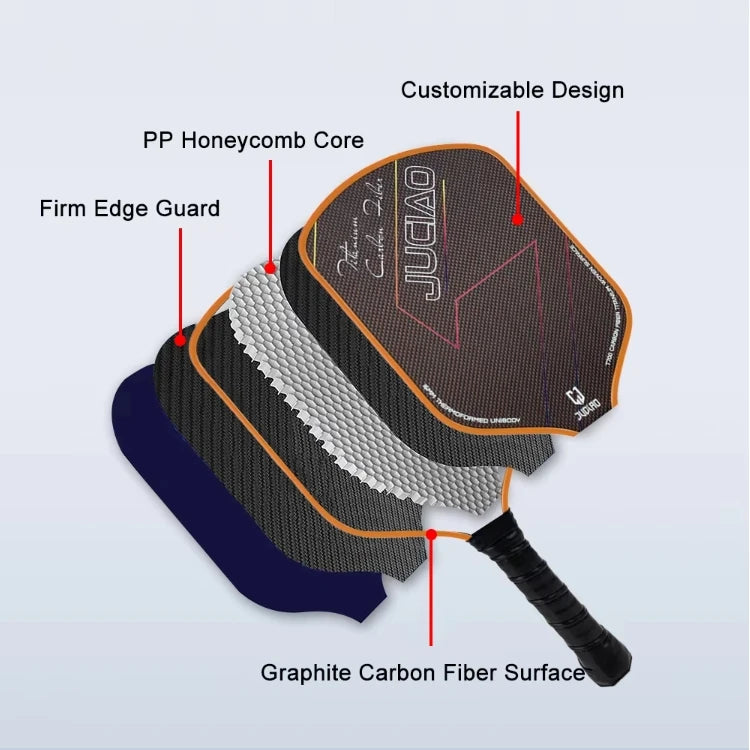 Carbon Fiber Orange Titanium Woven Surface Foam Build Edging Unibody Thermoformed Pickleball Paddle