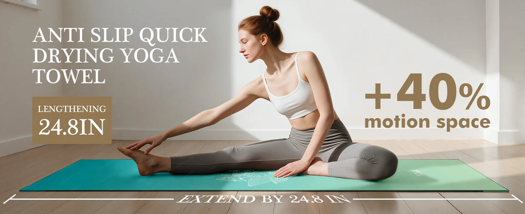 Yoga Mat Towel with Foot Loops, Non-Slip & Odor Barrier, Large Size Quick Dry Cover for Yoga Mat