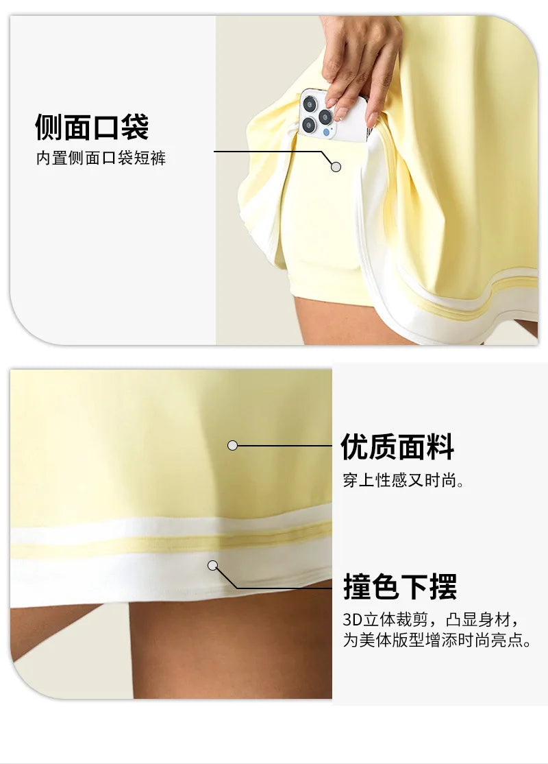 Tennis Dress with Shorts Pocket Woman Polo Collar Workout Active Golf Pickleball Clothes Breathable Casual Badminton Street