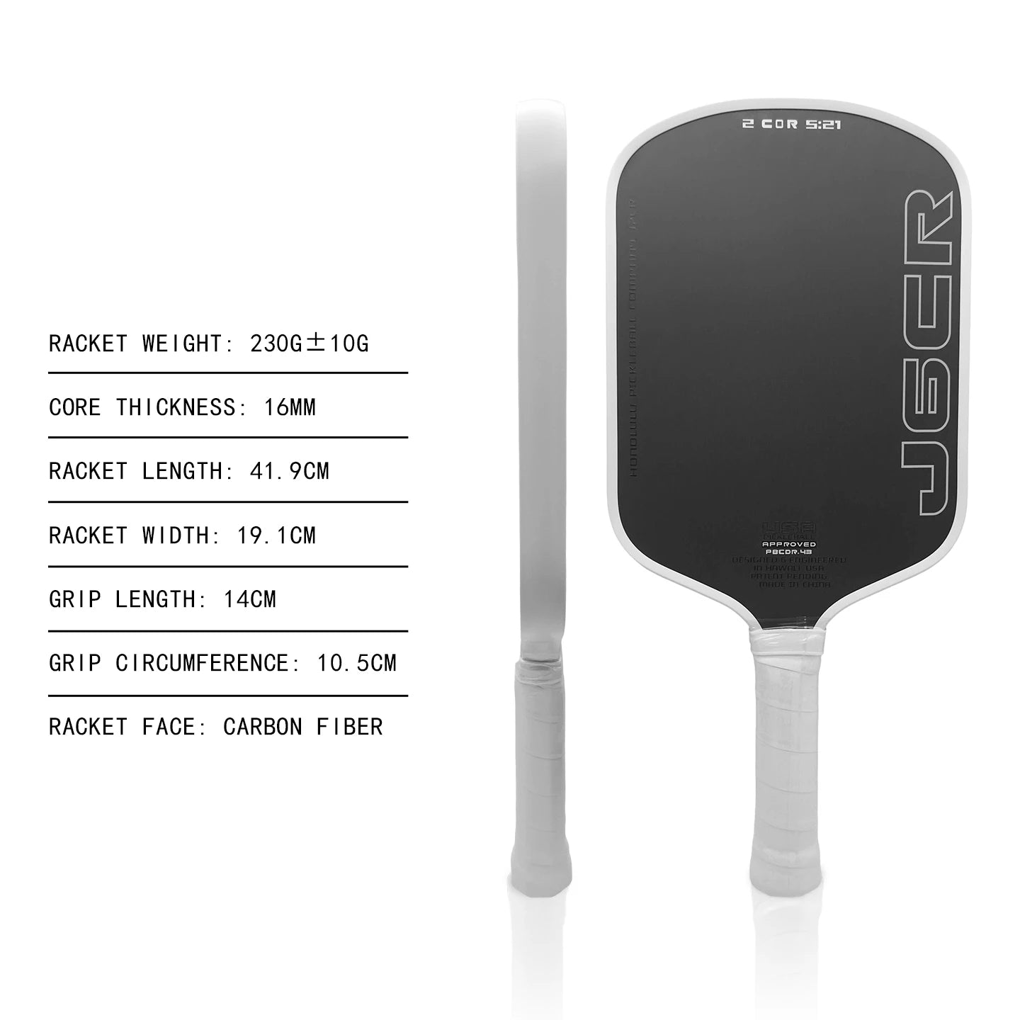 HONOLULU J6CR Pickleball Paddle Power Hot Pressed Featuring Dynamic PowerFlex Foam Core CFC Carbon Fiber Pickleball Paddle