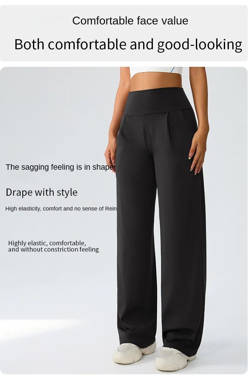 Yoga wide leg pants for women high waisted loose straight leg pants casual sports yoga pants women's outerwear