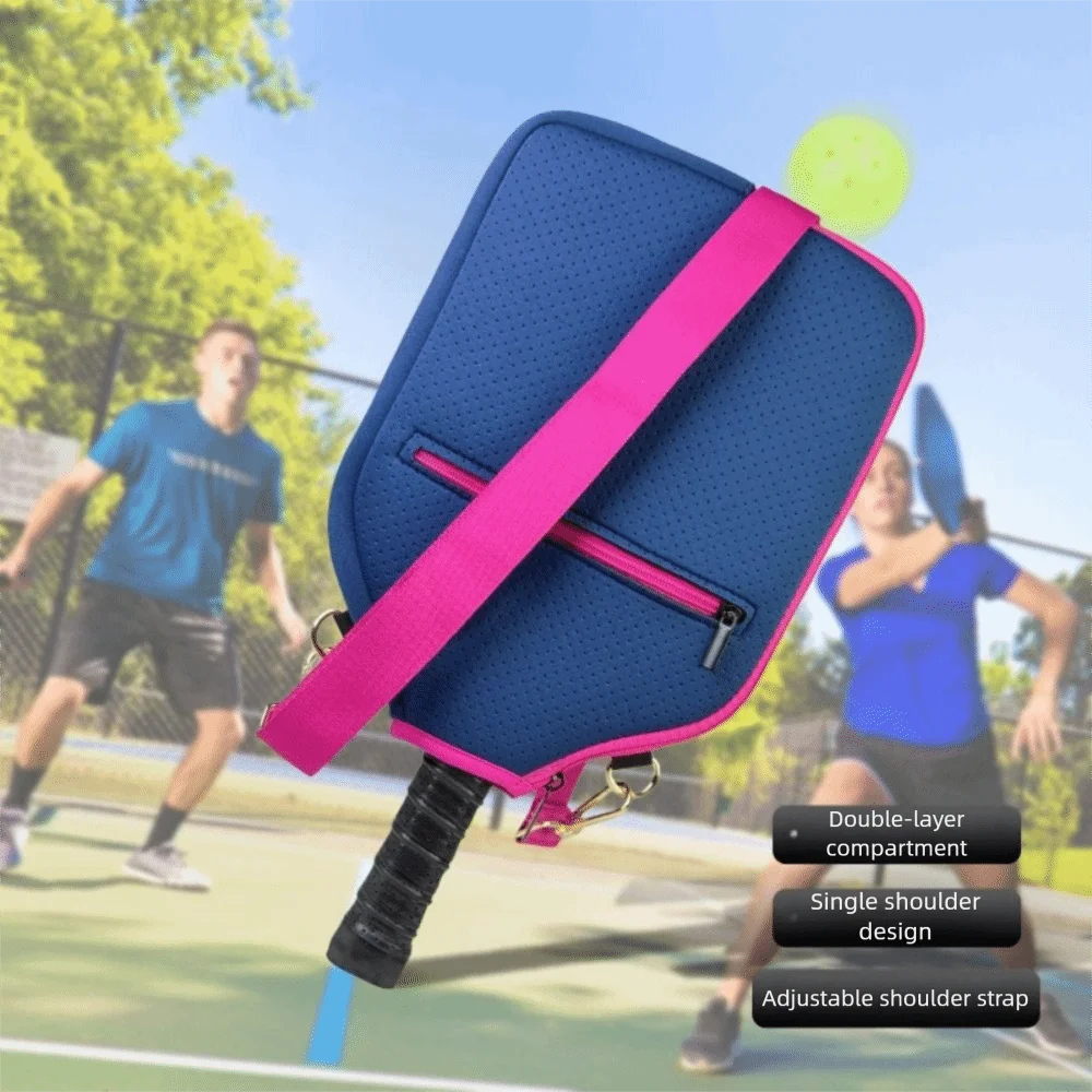 Large Capacity Pickleball Crossbody Bag Zipper Closure Waterproof Pickleball Paddle Cover Professional Adjustable Strap